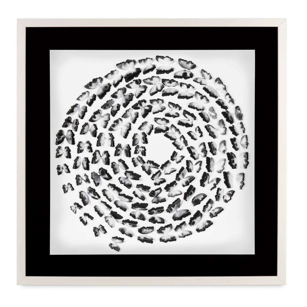 Black and White Butterfly Spiral – 3D Paper Wall Art