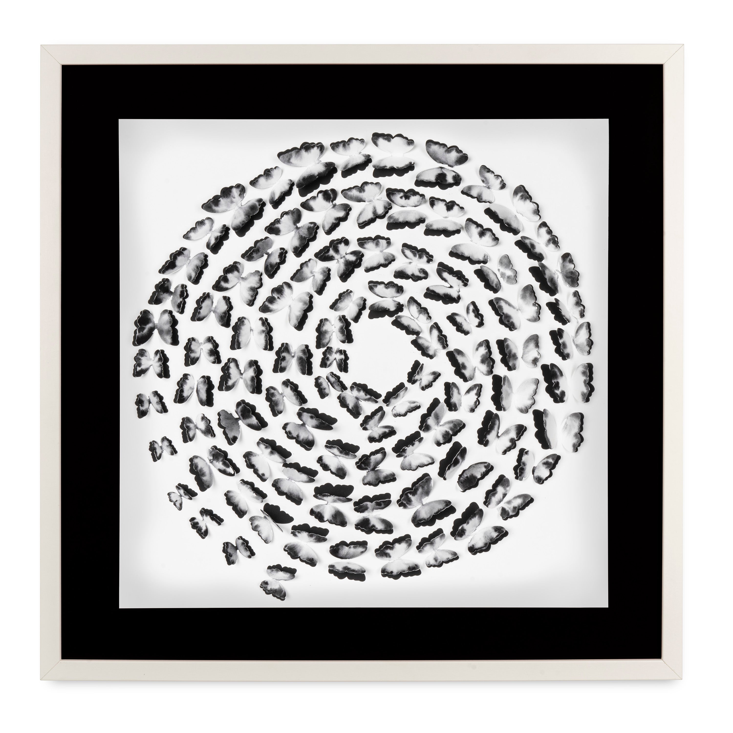 Black and White Butterfly Spiral – 3D Paper Wall Art