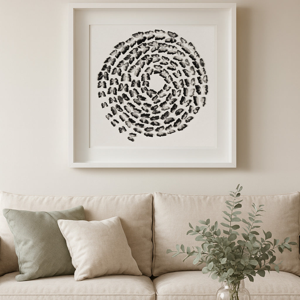Black and White Butterfly Spiral – 3D Paper Wall Art