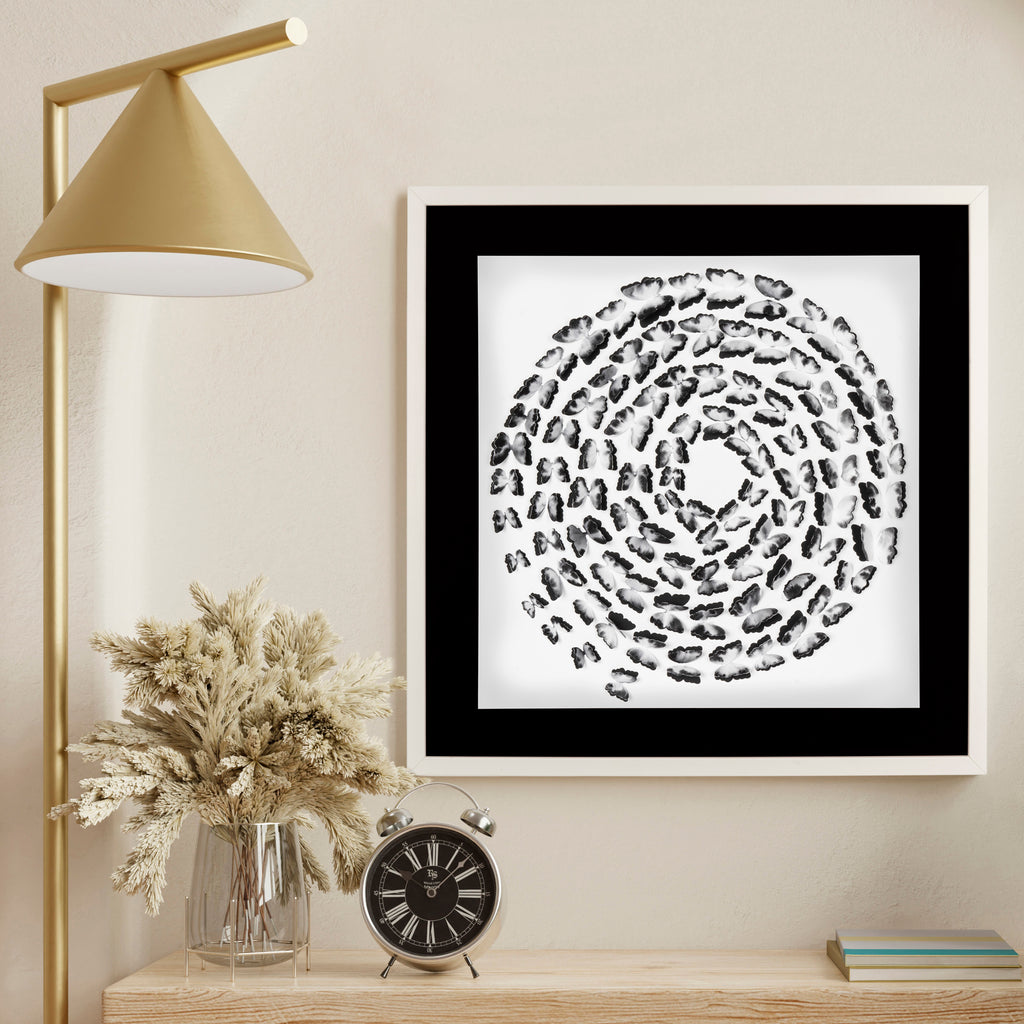 Black and White Butterfly Spiral – 3D Paper Wall Art