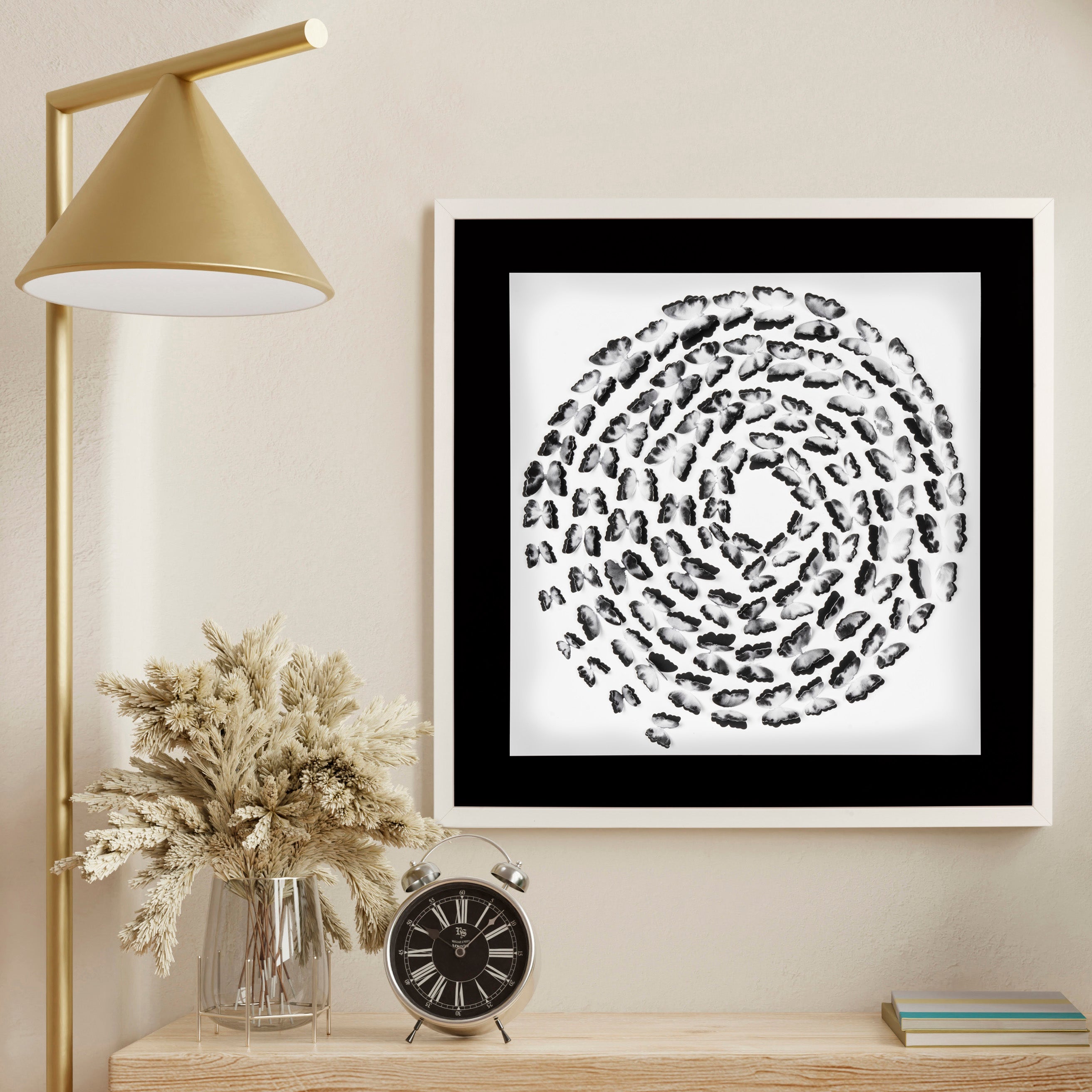 Black and White Butterfly Spiral – 3D Paper Wall Art