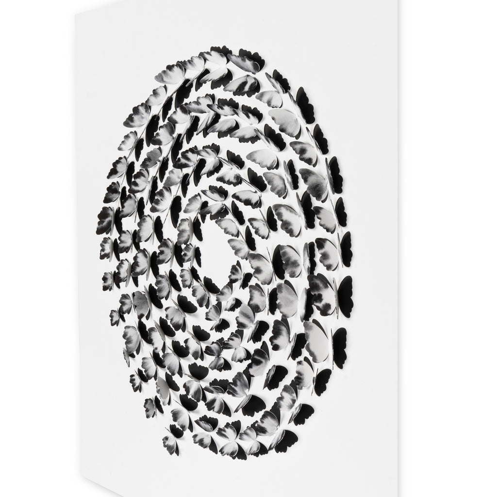 Black and White Butterfly Spiral – 3D Paper Wall Art