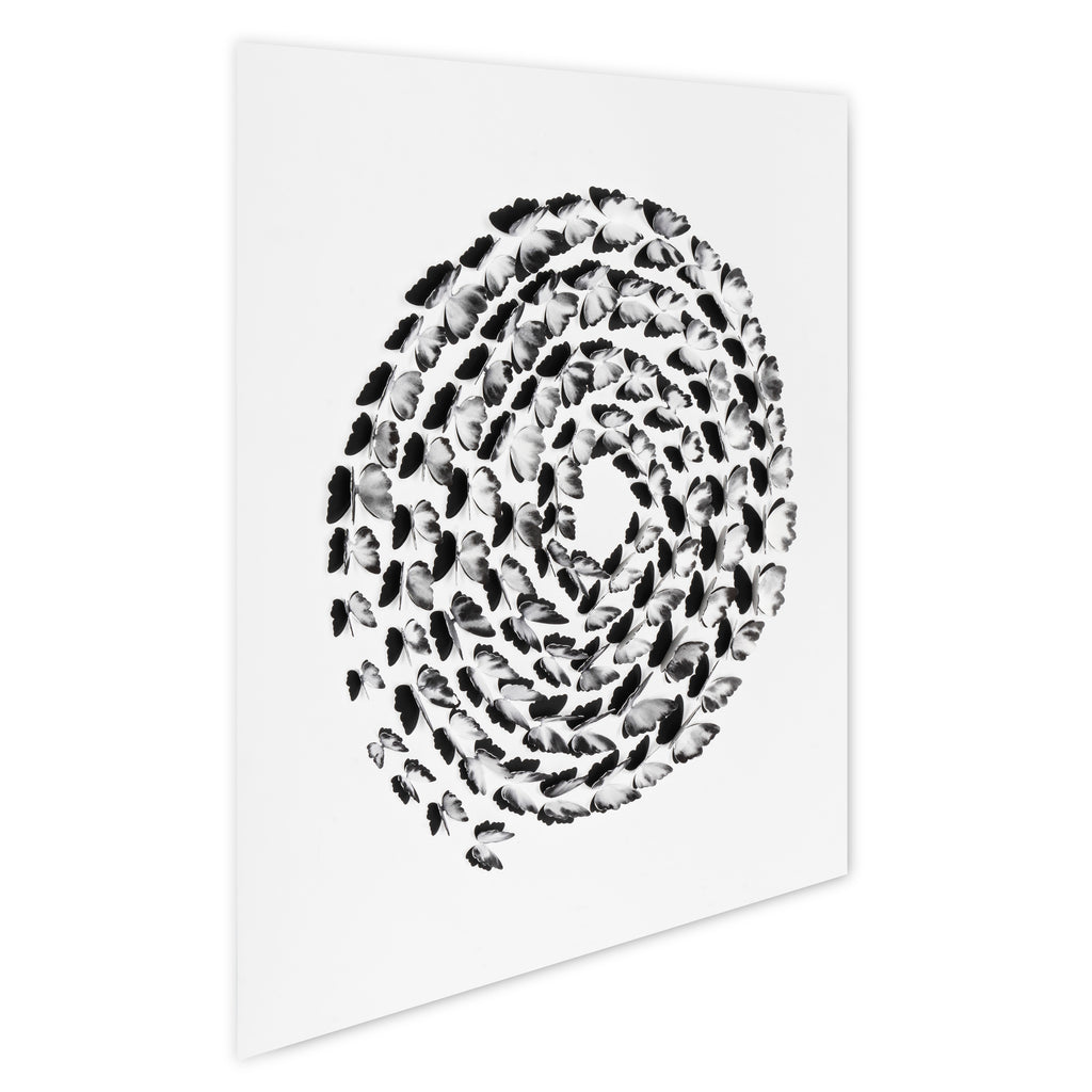 Black and White Butterfly Spiral – 3D Paper Wall Art