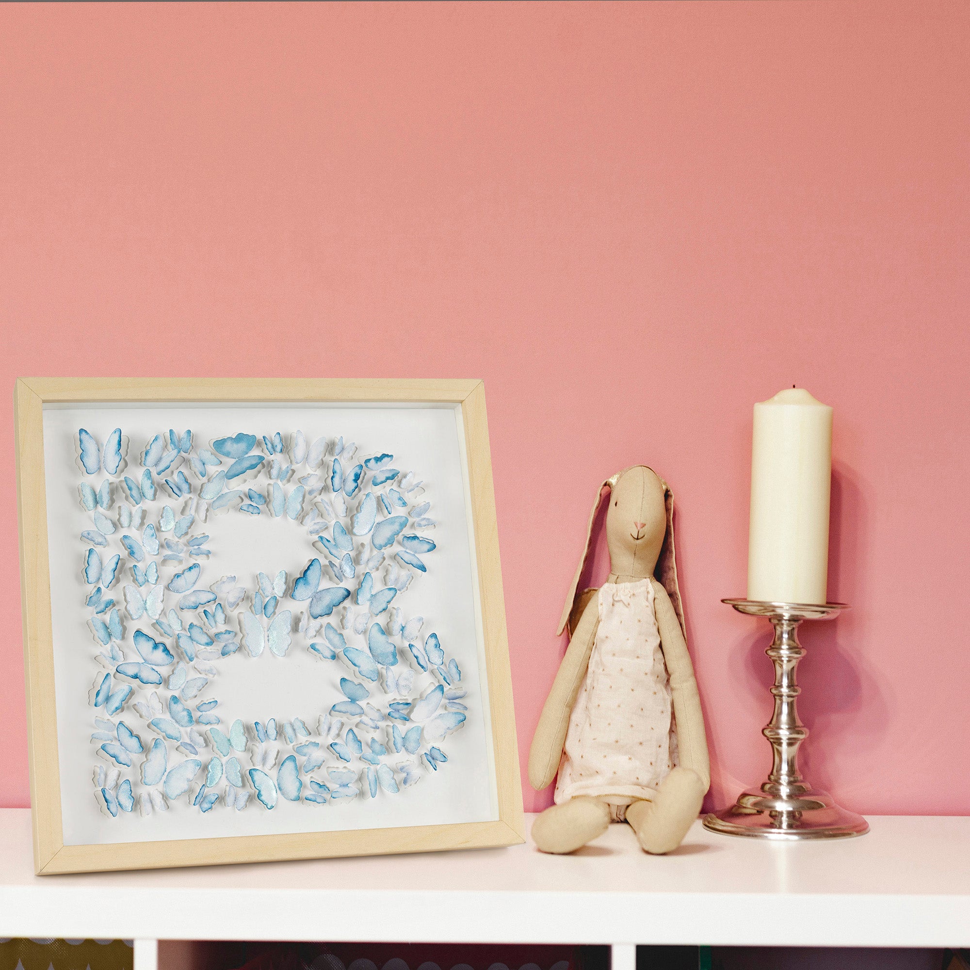 Blue Butterfly B Letter – 3D Paper Wall Art, Personalized Nursery Gift