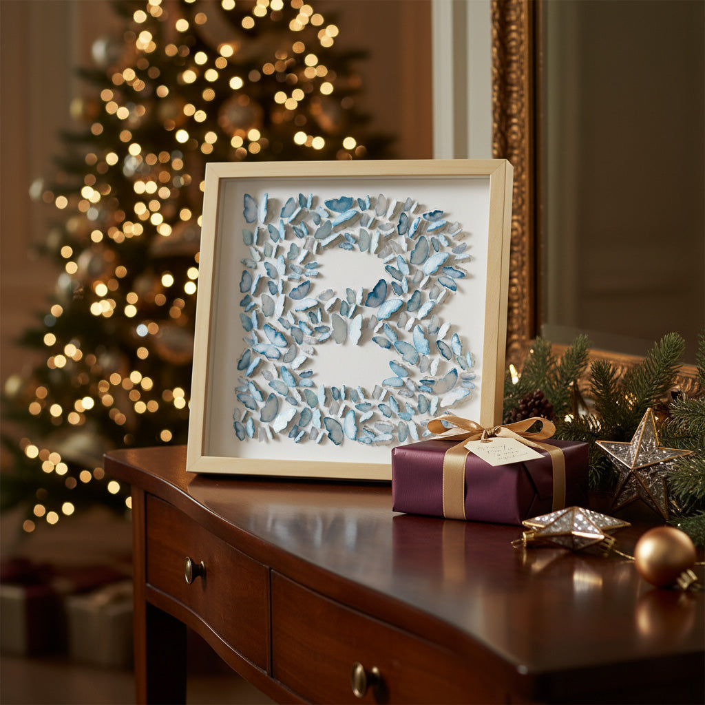 Blue Butterfly B Letter – 3D Paper Wall Art, Personalized Nursery Gift