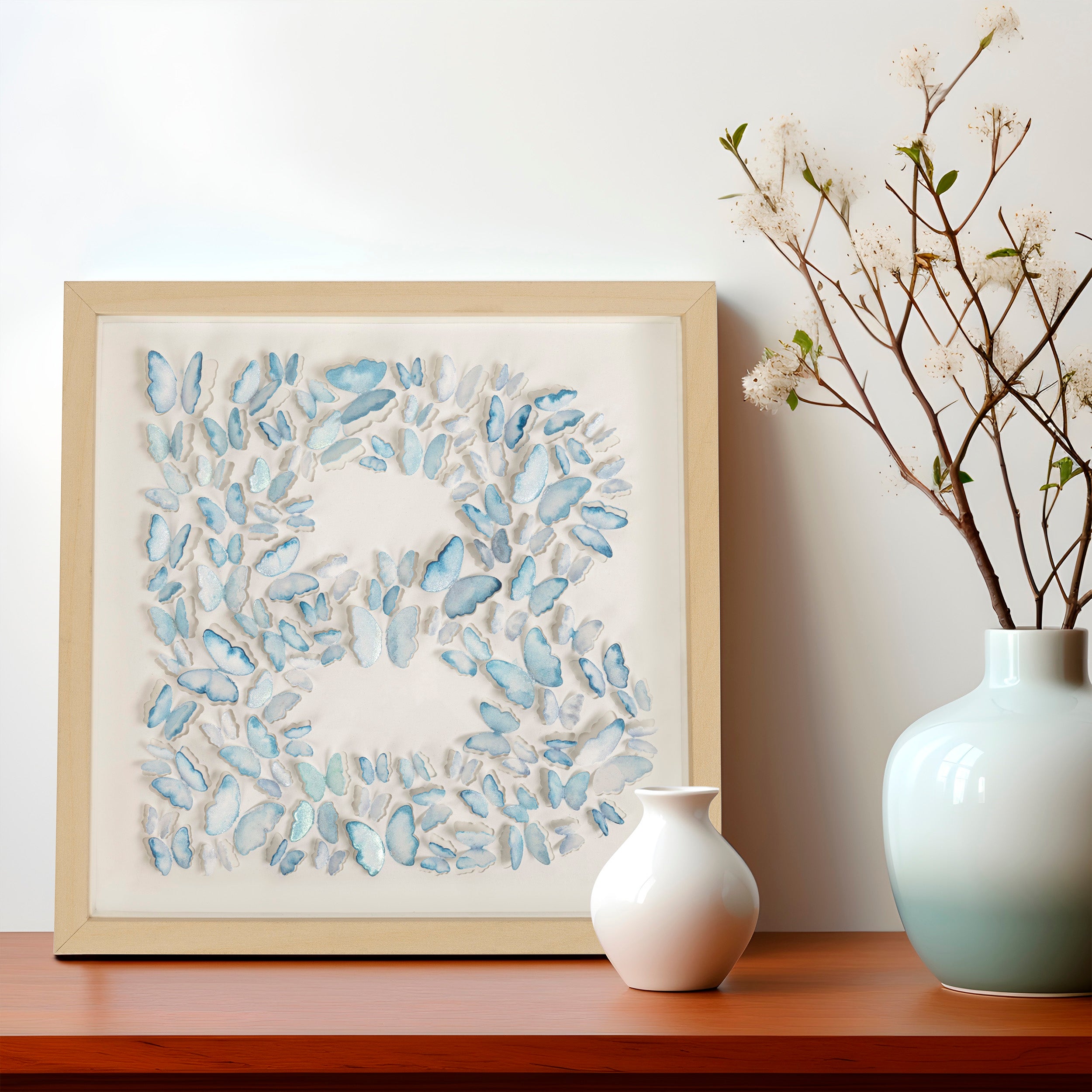 Blue Butterfly B Letter – 3D Paper Wall Art, Personalized Nursery Gift