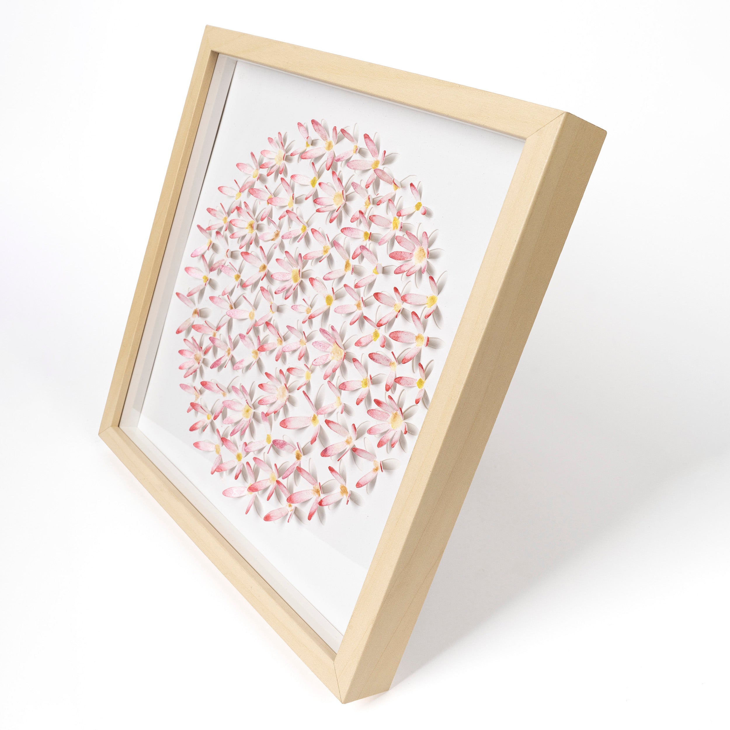 Pink Daisy 3D Paper Wall Art – Original Watercolor Floral Artwork