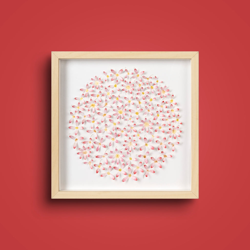 Pink Daisy 3D Paper Wall Art – Original Watercolor Floral Artwork