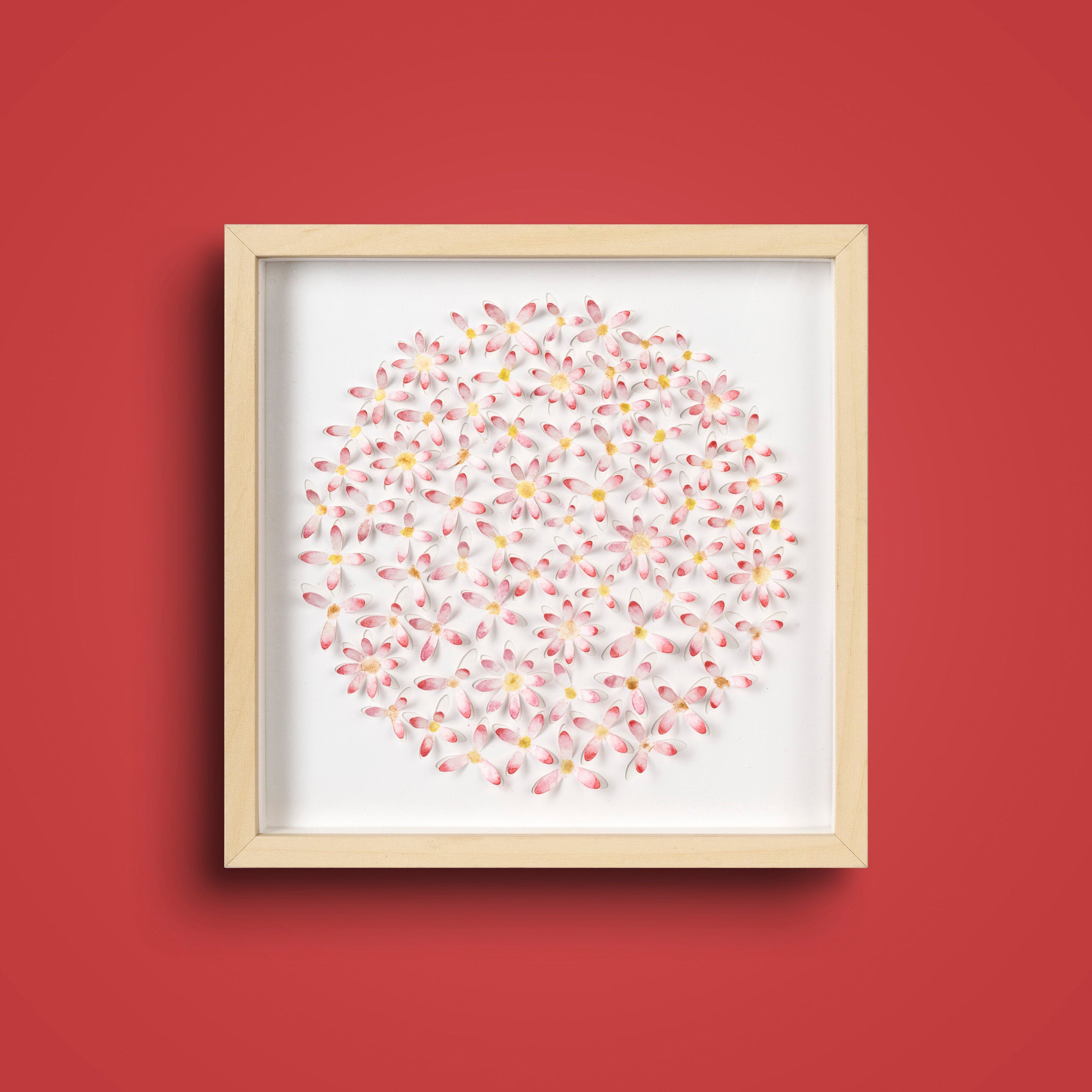 Pink Daisy 3D Paper Wall Art – Original Watercolor Floral Artwork