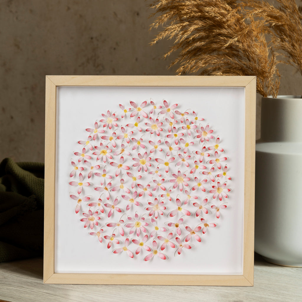 Pink Daisy 3D Paper Wall Art – Original Watercolor Floral Artwork