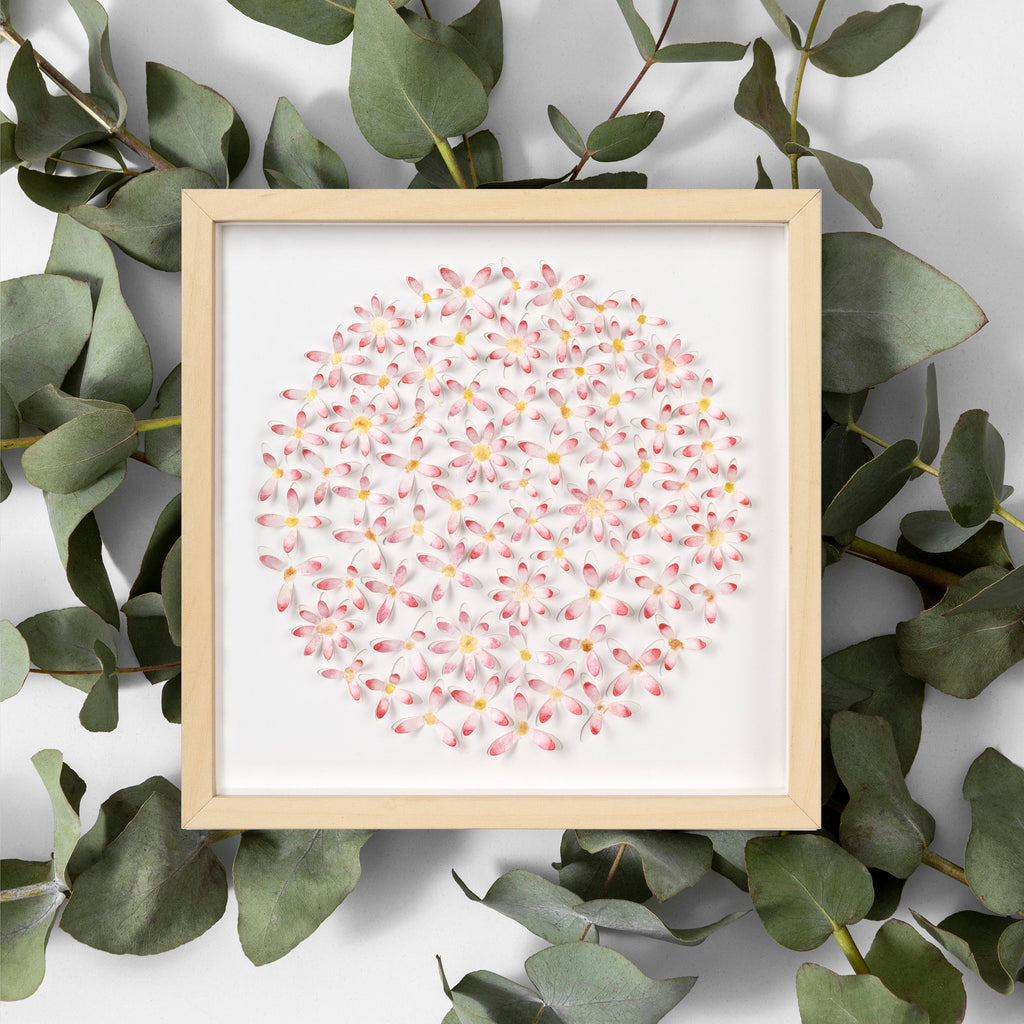 Pink Daisy 3D Paper Wall Art – Original Watercolor Floral Artwork