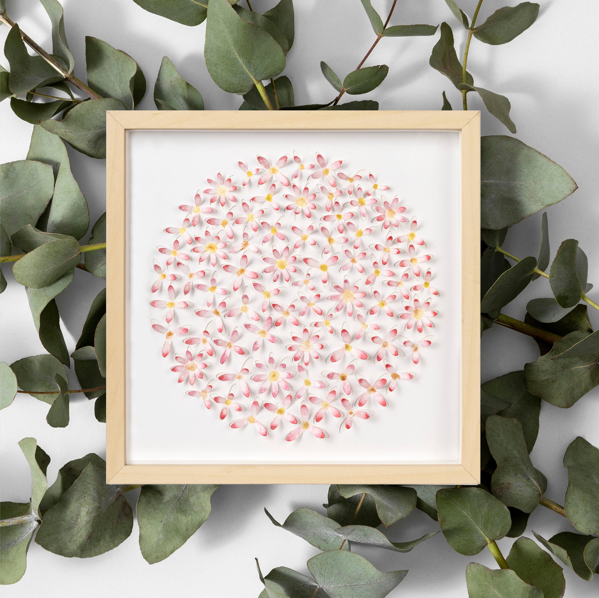 Pink Daisy 3D Paper Wall Art – Original Watercolor Floral Artwork