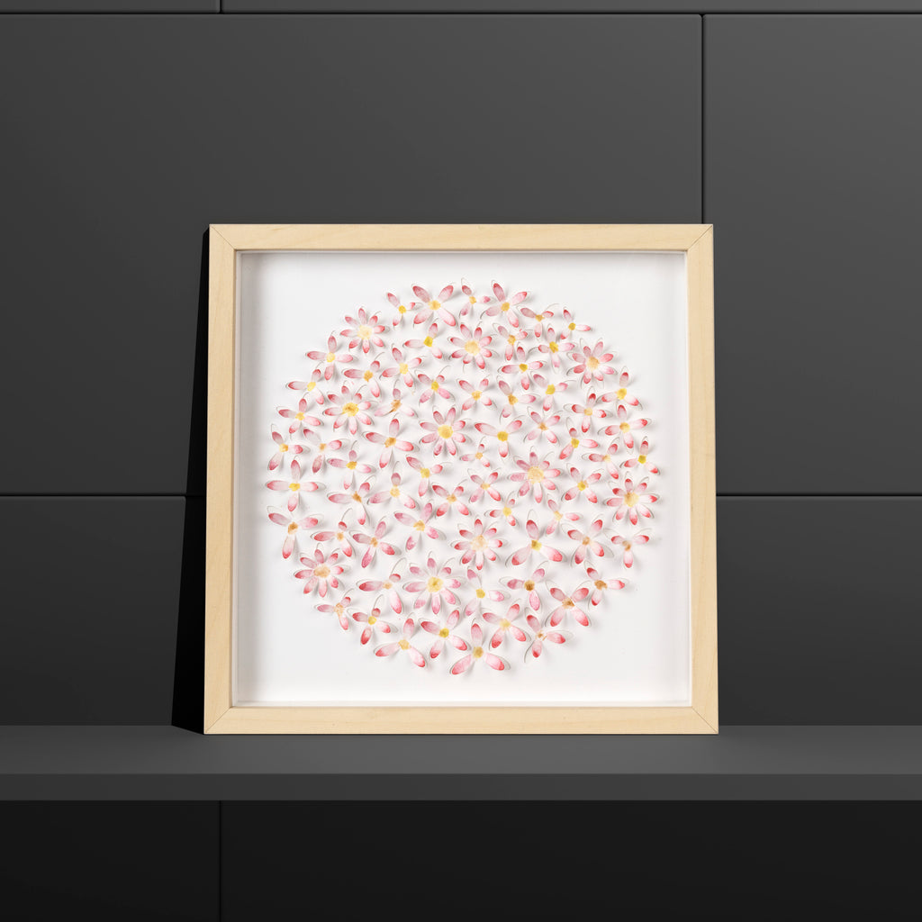 Pink Daisy 3D Paper Wall Art – Original Watercolor Floral Artwork