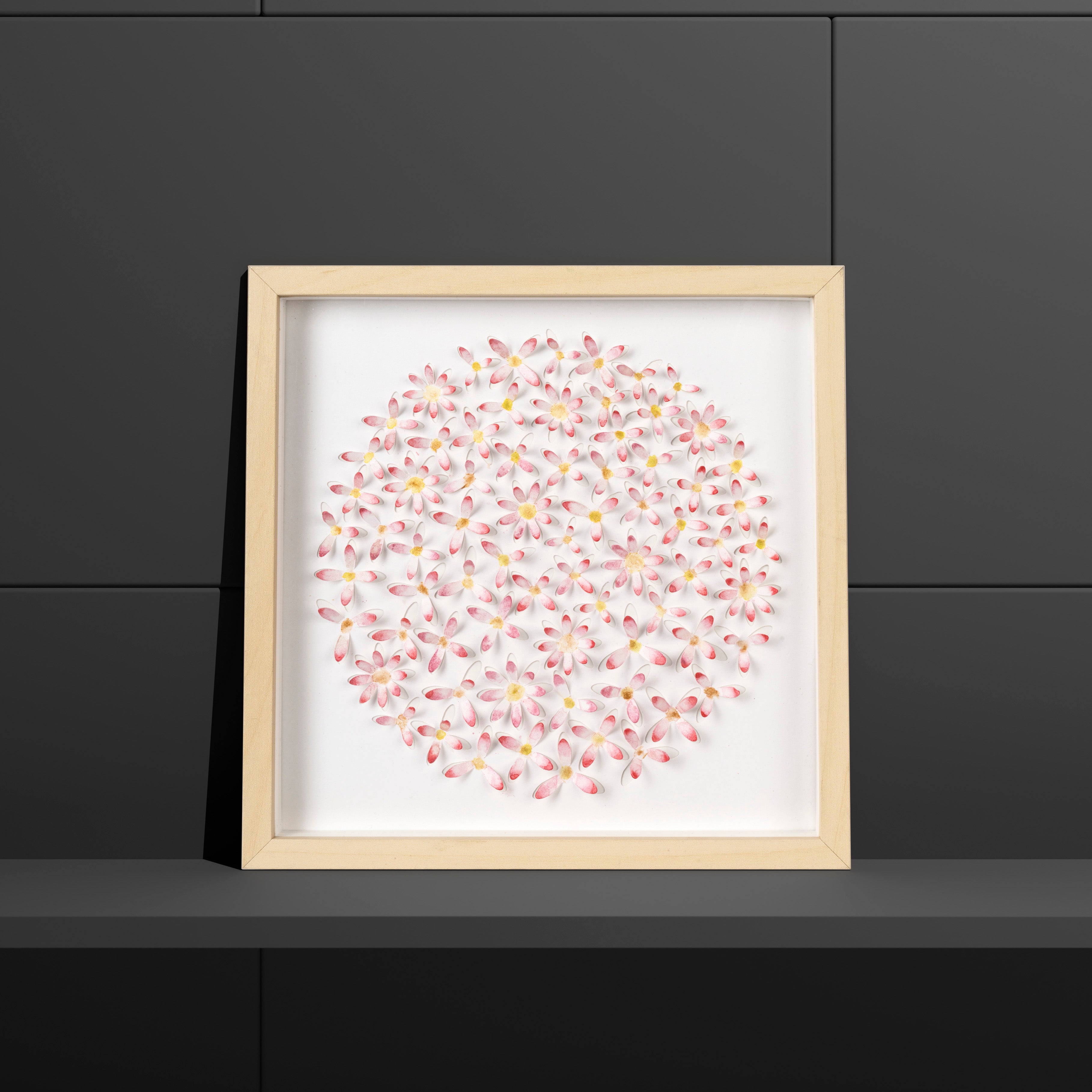 Pink Daisy 3D Paper Wall Art – Original Watercolor Floral Artwork