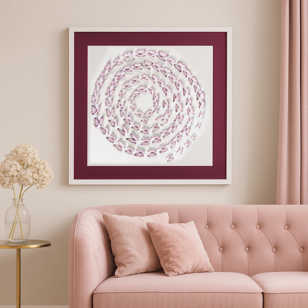 Valentine Gift 3D Pink Butterfly Shadow Box – Romantic Watercolor Paper Cut Wall Art (Custom Colors)