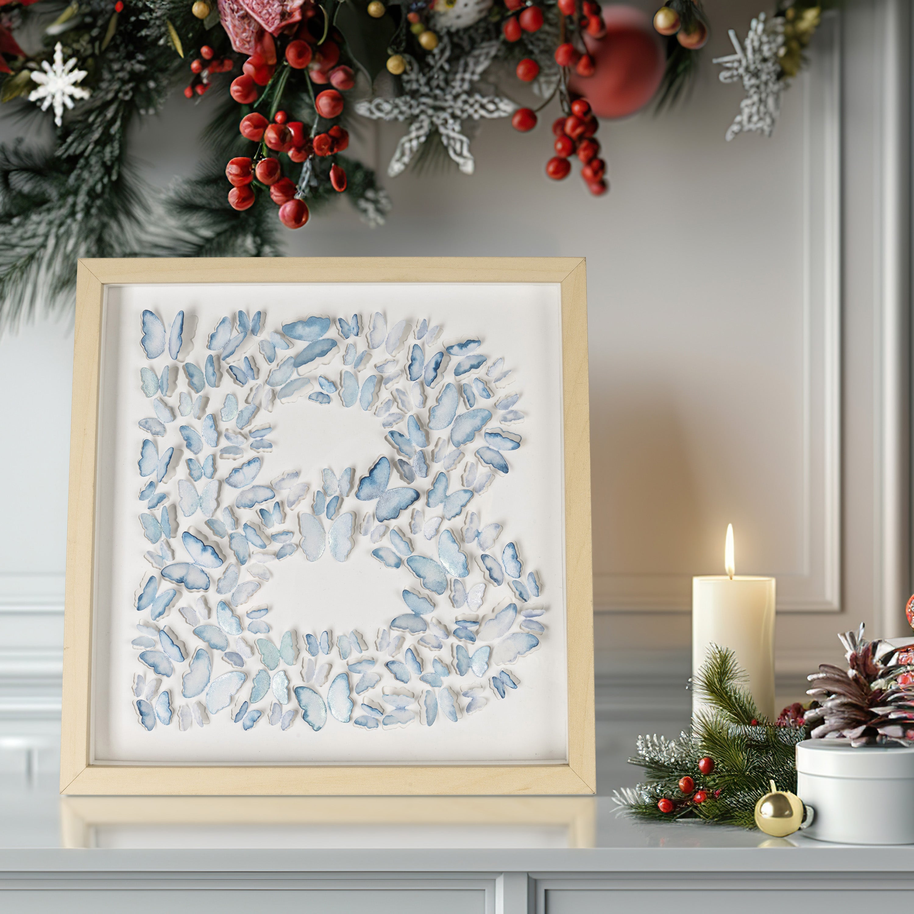 Blue Butterfly B Letter – 3D Paper Wall Art, Personalized Nursery Gift