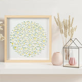 Botanical daisy paper wall art styled on a light shelf with soft neutral decor
