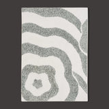 Single left panel from a textured abstract canvas diptych in soft sage-grey tones
