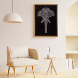 Textured elephant wall art styled in a soft neutral interior with modern furniture