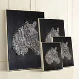 Textured horse canvas art shown in multiple size options
