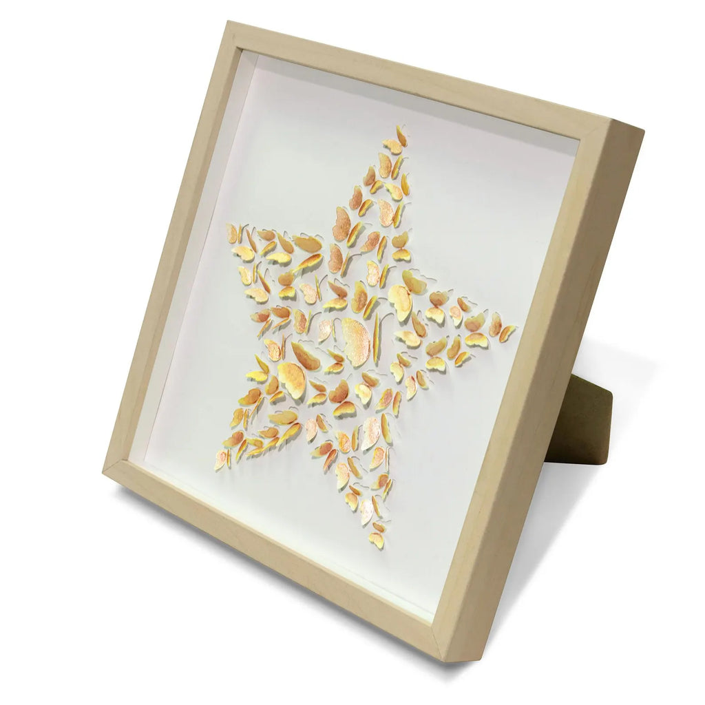 Yellow Butterfly Star Wall Art – Handmade 3D Paper Art