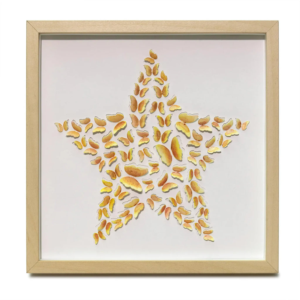 Yellow Butterfly Star Wall Art – Handmade 3D Paper Art