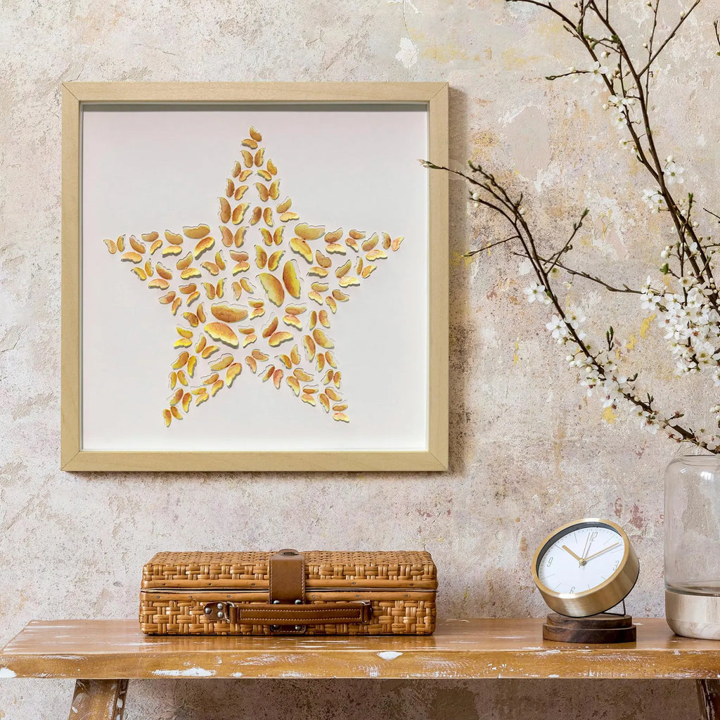 Yellow Butterfly Star Wall Art – Handmade 3D Paper Art