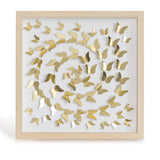 Gold Butterfly Spiral Wall Art in natural wood frame shown on a clean light background