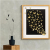 Gold butterfly wall art with size reference for wall placement