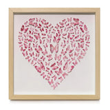 Pink Butterfly Heart Wall Art in natural wood frame shown on a clean light background